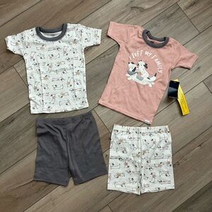 2/$18 NWT Girls Gerber Puppy Pajamas Shirt and Short Sets - Size 4T